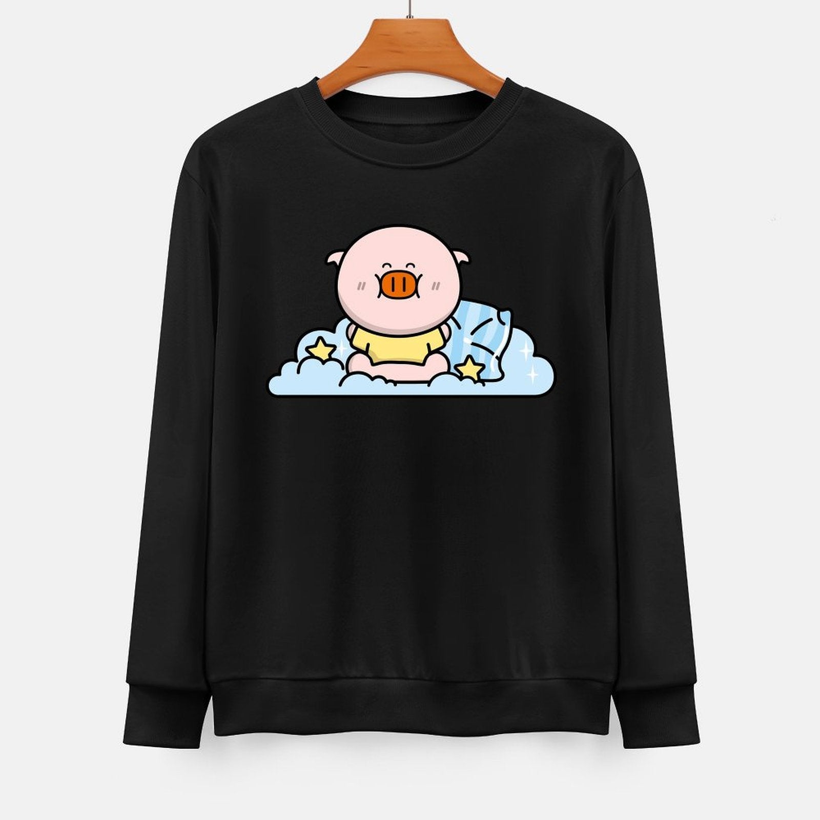 Front Patterned Long Sleeve TopShrink-Resistant Oversized